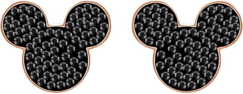 Boucles d'oreilles Swarovski Mickey & Minnie plaqué or rose et cristaux noirs - Réf. 5435137