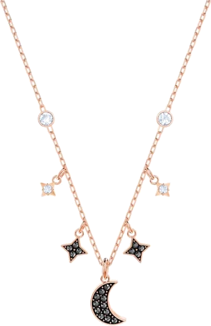 Collier Swarovski Symbolic Moon 5429737 en plaqué or rose avec cristaux noirs et blancs pour femme