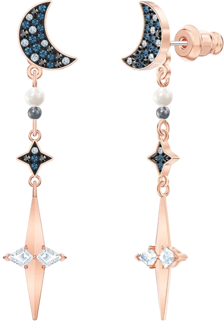 Boucles d'oreilles Swarovski Symbolic 5489533 en plaqué or rose, motif lune avec cristaux, pour femme vue 2