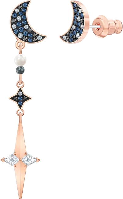 Boucles d'oreilles Swarovski Symbolic 5489533 en plaqué or rose, motif lune avec cristaux, pour femme vue 3