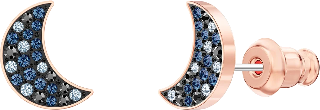 Boucles d'oreilles Swarovski Symbolic 5489533 en plaqué or rose, motif lune avec cristaux, pour femme vue 4