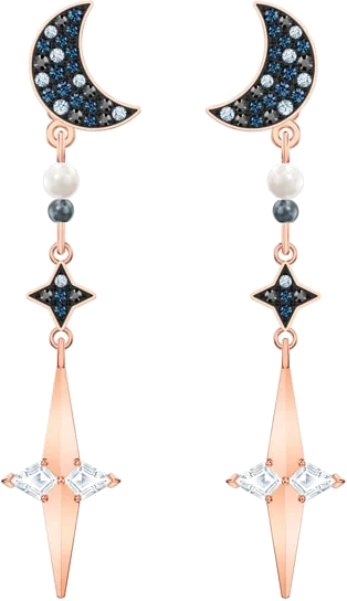Boucles d'oreilles Swarovski Symbolic 5489533 en plaqué or rose, motif lune avec cristaux, pour femme
