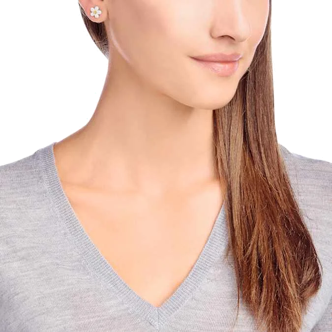 Boucles d'oreilles Swarovski Tough Flower 5136838 en plaqué rhodium et cristaux blancs pour femme vue 2