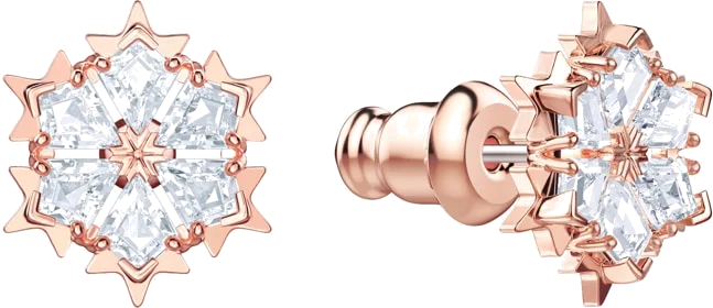 Boucles d'oreilles Swarovski Magic 5428429 en plaqué or rose, motif flocon de neige vue 2