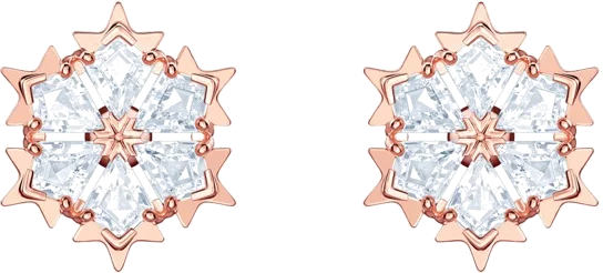 Boucles d'oreilles Swarovski Magic 5428429 en plaqué or rose, motif flocon de neige