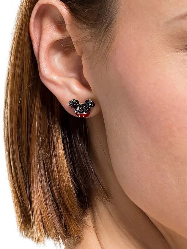 Boucles d'oreilles Swarovski 5566691 plaqué or cristaux noirs Mickey & Minnie pour femme vue 4
