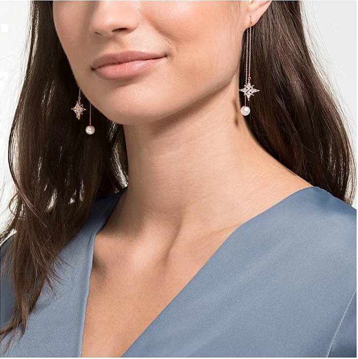 Boucles d'oreilles Swarovski Symbolic Chain 5494344 en plaqué or rose pour femme vue 4