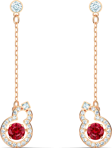 Boucles d'oreilles Swarovski Full Blessing 5539895 en plaqué or rose avec cristaux blancs et rouges pour femme