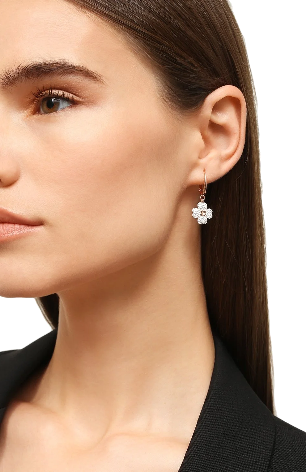 Boucles d'oreilles Swarovski Latisha Flower 5636517 en plaqué or rose et cristaux blancs pour femme vue 3