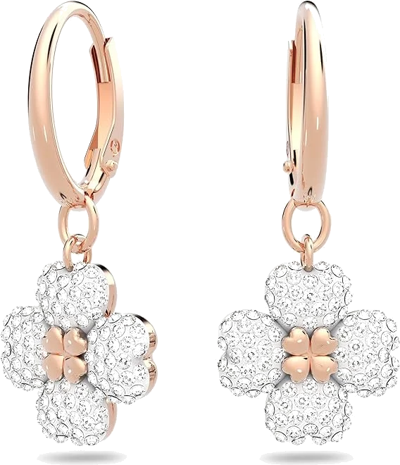 Boucles d'oreilles Swarovski Latisha Flower 5636517 en plaqué or rose et cristaux blancs pour femme