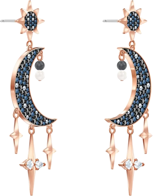 Boucles d'oreilles Swarovski Symbolic 5489536 en plaqué or rose et cristaux noir pour femme vue 2