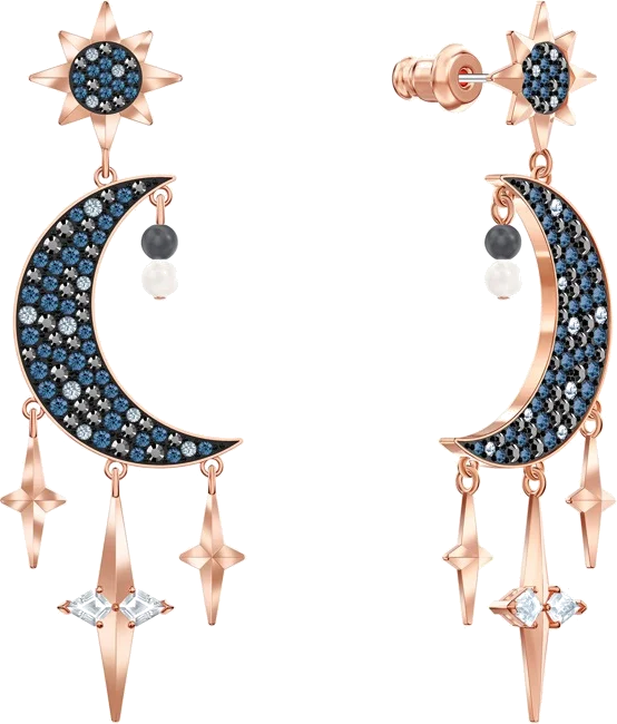 Boucles d'oreilles Swarovski Symbolic 5489536 en plaqué or rose et cristaux noir pour femme vue 3