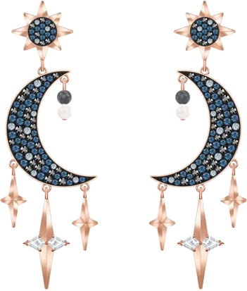 Boucles d'oreilles Swarovski Symbolic 5489536 en plaqué or rose et cristaux noir pour femme