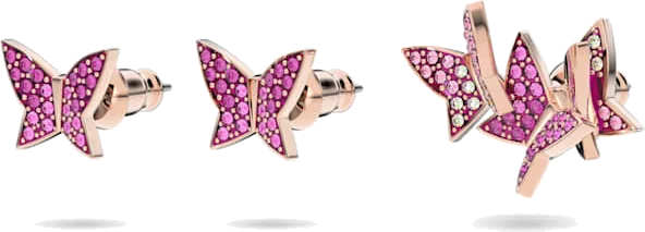 Boucles d'oreilles Swarovski Lilia 5636428 pour femme, plaqué or rose avec papillons et cristaux vue 2