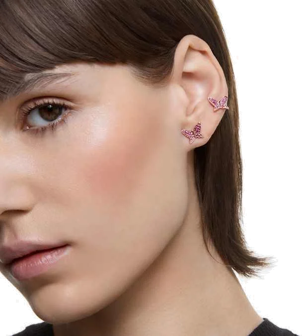 Boucles d'oreilles Swarovski Lilia 5636428 pour femme, plaqué or rose avec papillons et cristaux vue 4