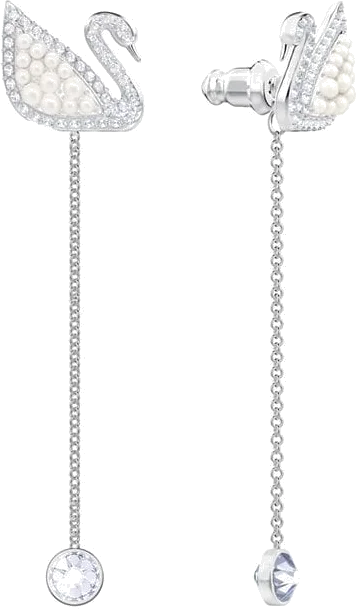 Boucles d'oreilles Swarovski Iconic Swan 5429270 en métal plaqué rhodium argenté pour femme vue 2