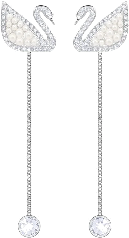 Boucles d'oreilles Swarovski Iconic Swan 5429270 en métal plaqué rhodium argenté pour femme