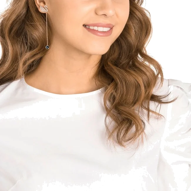 Boucles d'oreilles Swarovski Iconic Swan 5373164 en plaqué or rose pour femme vue 3