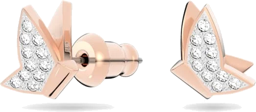 Boucles d'oreilles Swarovski Lilia 5636427 plaqué or rose pour femme, papillons avec cristaux blancs vue 2