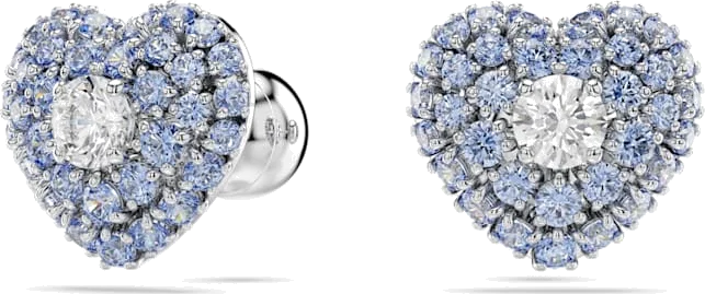 Boucles d'oreilles Swarovski Idyllia 5683576 pour femme, plaqué rhodium avec cœurs et cristaux bleus et blancs vue 2
