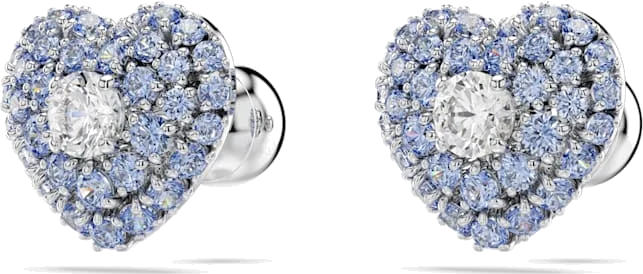 Boucles d'oreilles Swarovski Idyllia 5683576 pour femme, plaqué rhodium avec cœurs et cristaux bleus et blancs vue 3