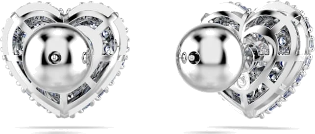 Boucles d'oreilles Swarovski Idyllia 5683576 pour femme, plaqué rhodium avec cœurs et cristaux bleus et blancs vue 4