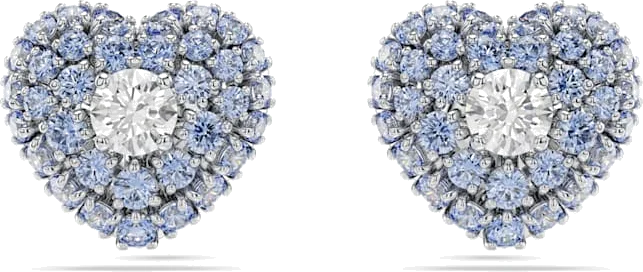 Boucles d'oreilles Swarovski Idyllia 5683576 pour femme, plaqué rhodium avec cœurs et cristaux bleus et blancs