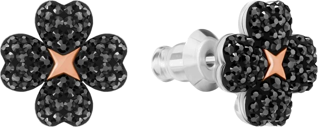 Boucles d'oreilles Swarovski Latisha Flower 5389161 pour femme, plaqué rhodium avec cristaux noirs et perles vue 4