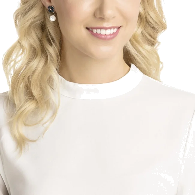 Boucles d'oreilles Swarovski Latisha Flower 5389161 pour femme, plaqué rhodium avec cristaux noirs et perles vue 5