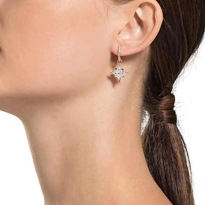Boucles d'oreilles Swarovski Symbolic Star 5494337 en plaqué or rose avec cristaux, pour femme vue 5
