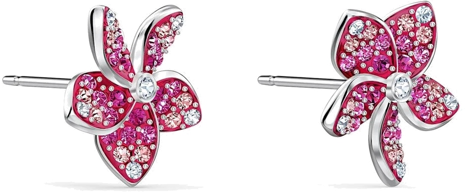 Boucles d'oreilles Swarovski 5519254 Tropical Flower plaqué rhodium, cristaux roses et blancs pour femme vue 2