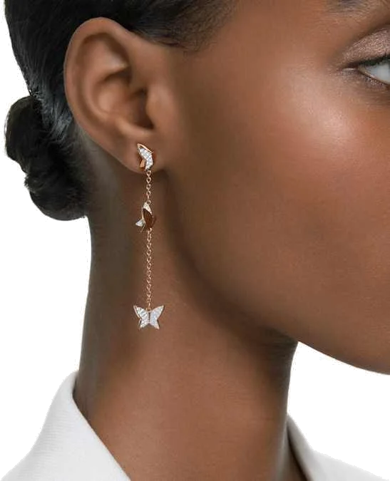 Boucles d'oreilles Swarovski Lilia 5636426 en plaqué or rose avec cristaux blancs pour femme vue 3