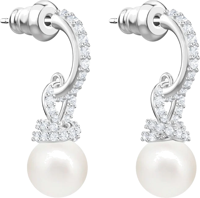 Boucles d'oreilles Swarovski Originally 5461080 en plaqué rhodium, cristaux blancs et perles pour femme vue 3