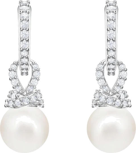 Boucles d'oreilles Swarovski Originally 5461080 en plaqué rhodium, cristaux blancs et perles pour femme