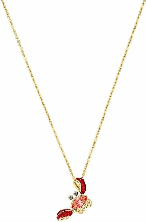 Collier Swarovski pour Femme Ocean Crab 5465940 plaqué or et cristaux rouges