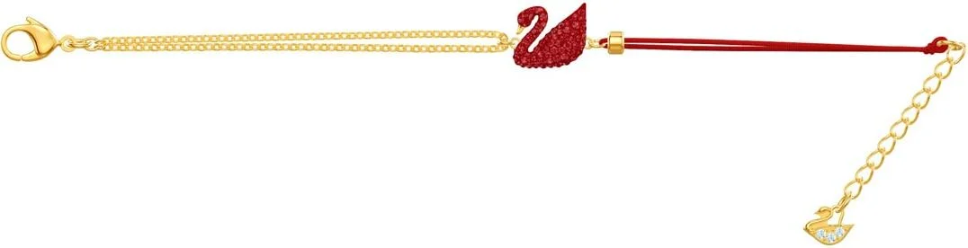 Bracelet Swarovski Iconic Swan 5465403 pour Femme, Plaqué Or et Corde Rouge avec Cristaux vue 3