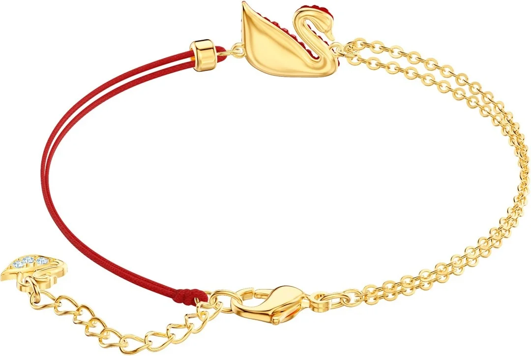 Bracelet Swarovski Iconic Swan 5465403 pour Femme, Plaqué Or et Corde Rouge avec Cristaux vue 4
