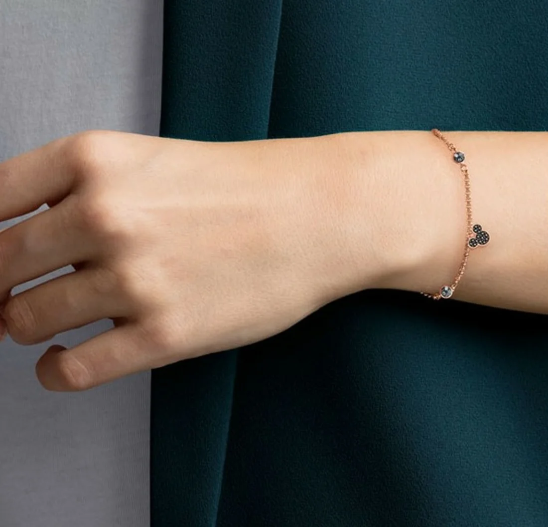 Bracelet Swarovski Remix Mickey 5462360 en plaqué or rose avec cristaux noirs pour femme vue 3