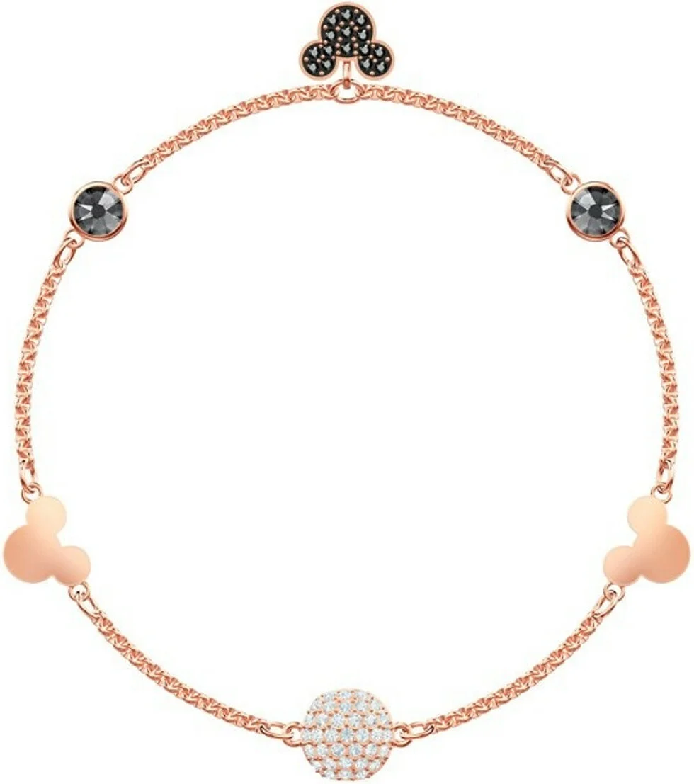Bracelet Swarovski Remix Mickey 5462360 en plaqué or rose avec cristaux noirs pour femme