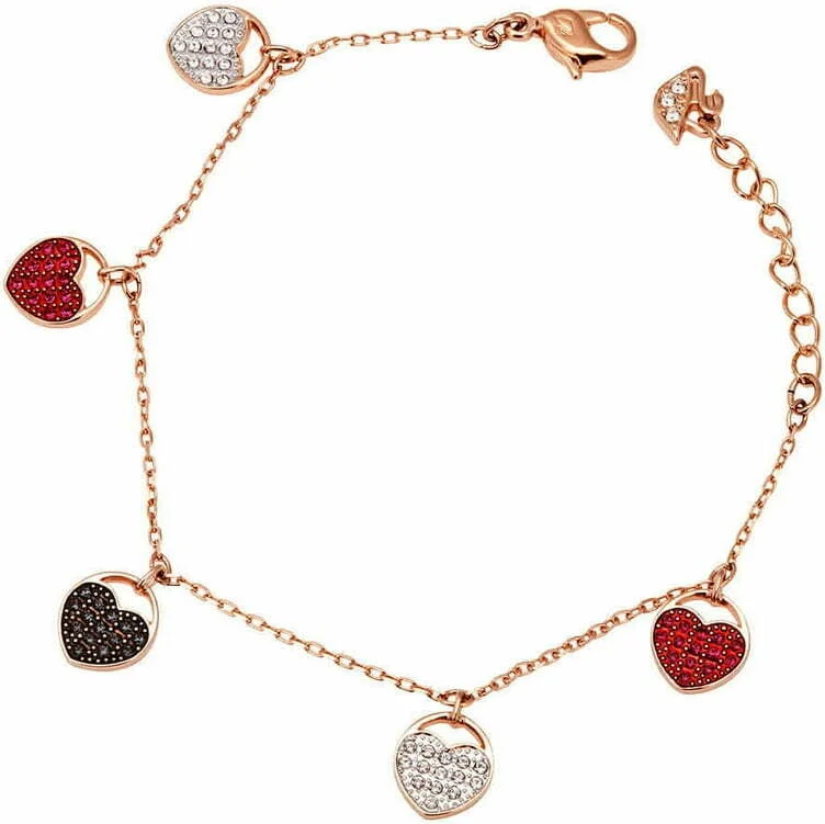 Bracelet pour Femme Swarovski Ginger 5472444 en métal plaqué or rose avec cœurs et cristaux