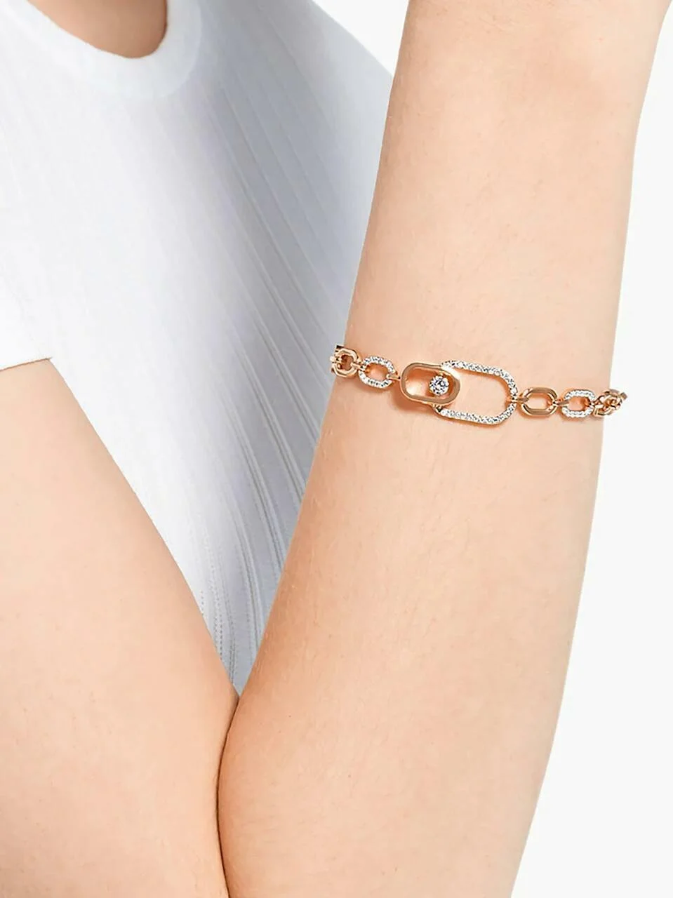 Bracelet Swarovski Sparkling Dance 5554217 pour Femme, plaqué or rose avec cristaux blancs vue 3