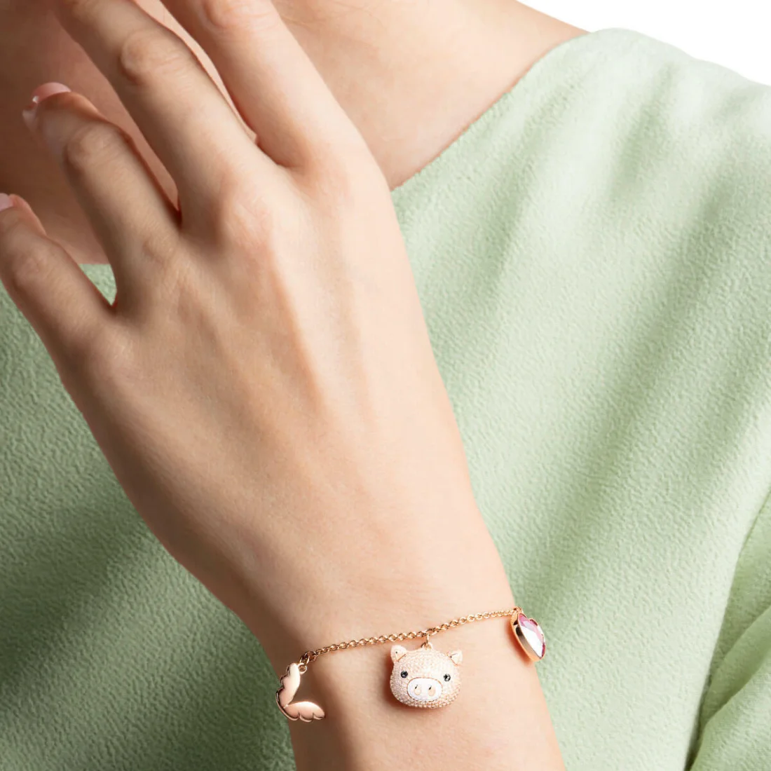 Bracelet Swarovski Little Pig 5447482 en or rose pour femme vue 2