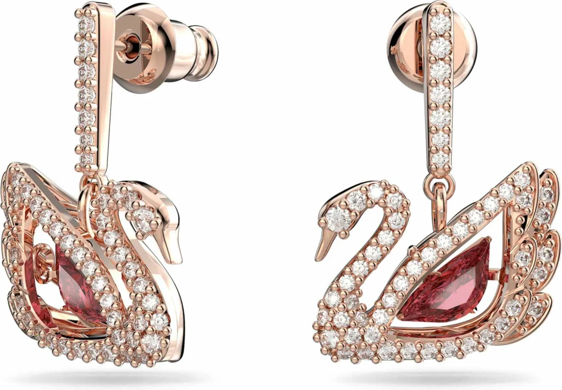 Boucles d'oreilles Swarovski Iconic Swan Lake 5614124 en métal plaqué or rose pour femme vue 2