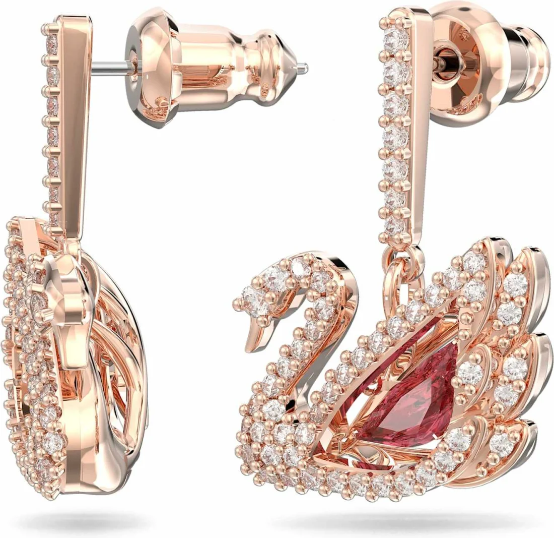 Boucles d'oreilles Swarovski Iconic Swan Lake 5614124 en métal plaqué or rose pour femme vue 3