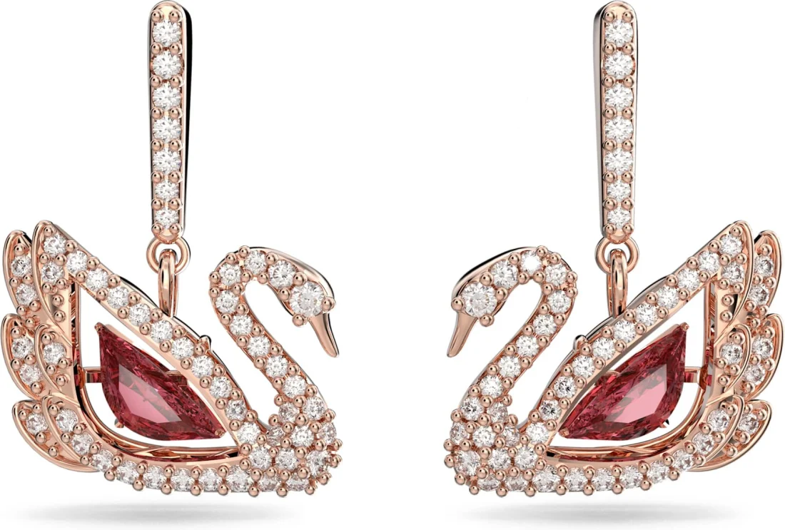 Boucles d'oreilles Swarovski Iconic Swan Lake 5614124 en métal plaqué or rose pour femme