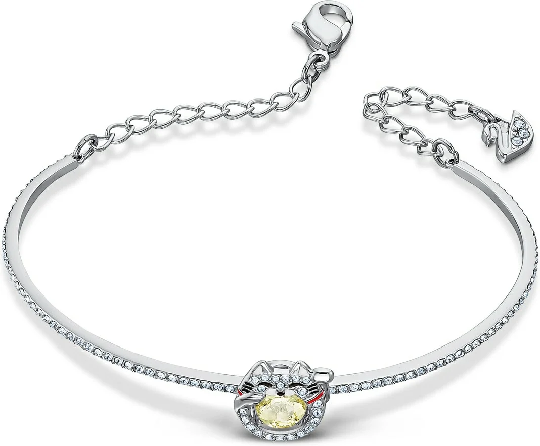 Bracelet jonc Swarovski Sparkling Dance Cat 5537487 en métal plaqué rhodium argenté pour femme vue 3