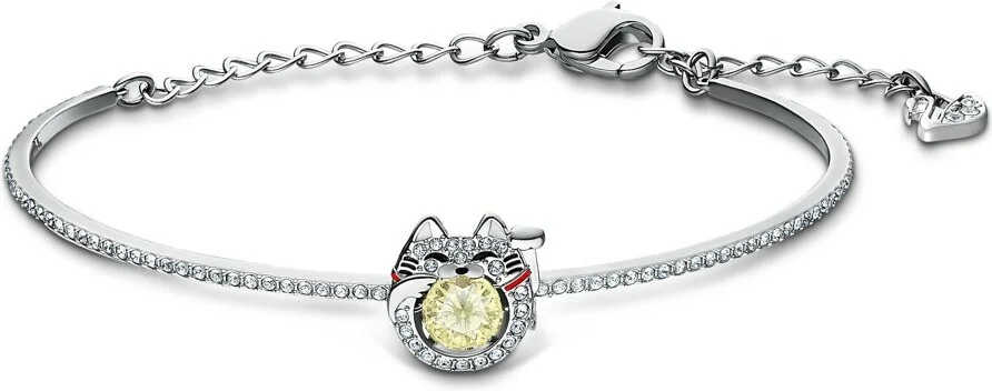 Bracelet jonc Swarovski Sparkling Dance Cat 5537487 en métal plaqué rhodium argenté pour femme