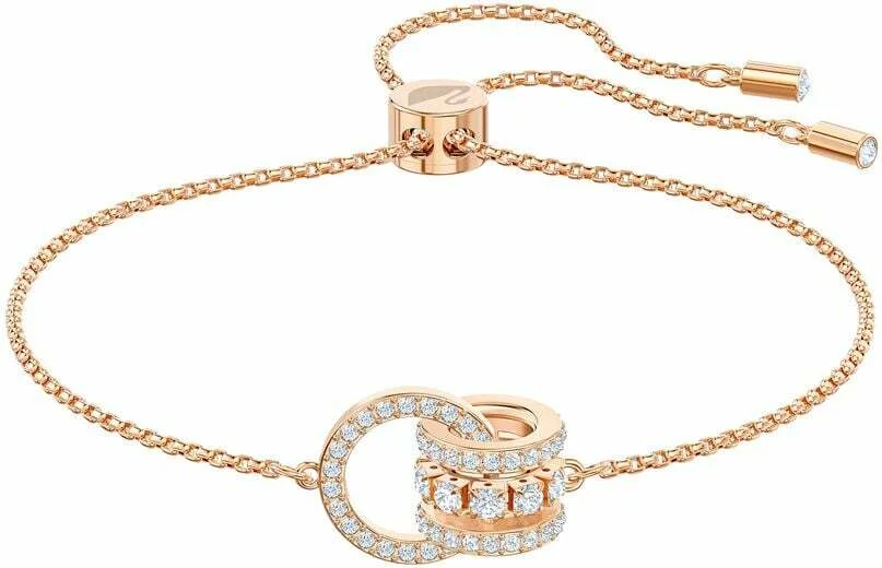 Bracelet Swarovski Further 5501092 pour femme, plaqué or rose avec cristaux blancs