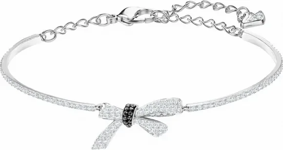 Bracelet Swarovski Mademoiselle 5409623 pour femme, plaqué rhodium argent avec cristaux blancs et noirs