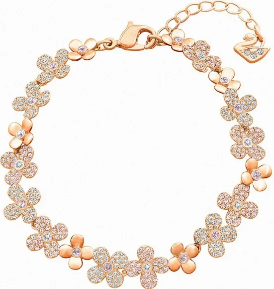 Bracelet Swarovski Elderflower 5253672 en métal plaqué or rose avec cristaux pour femme